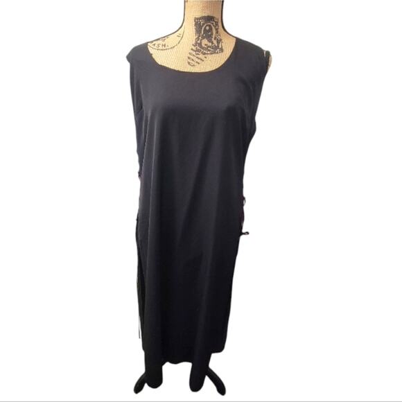Like New City Chic Small (16) black extra long tunic w/ lace up side tie detail - Picture 2 of 5